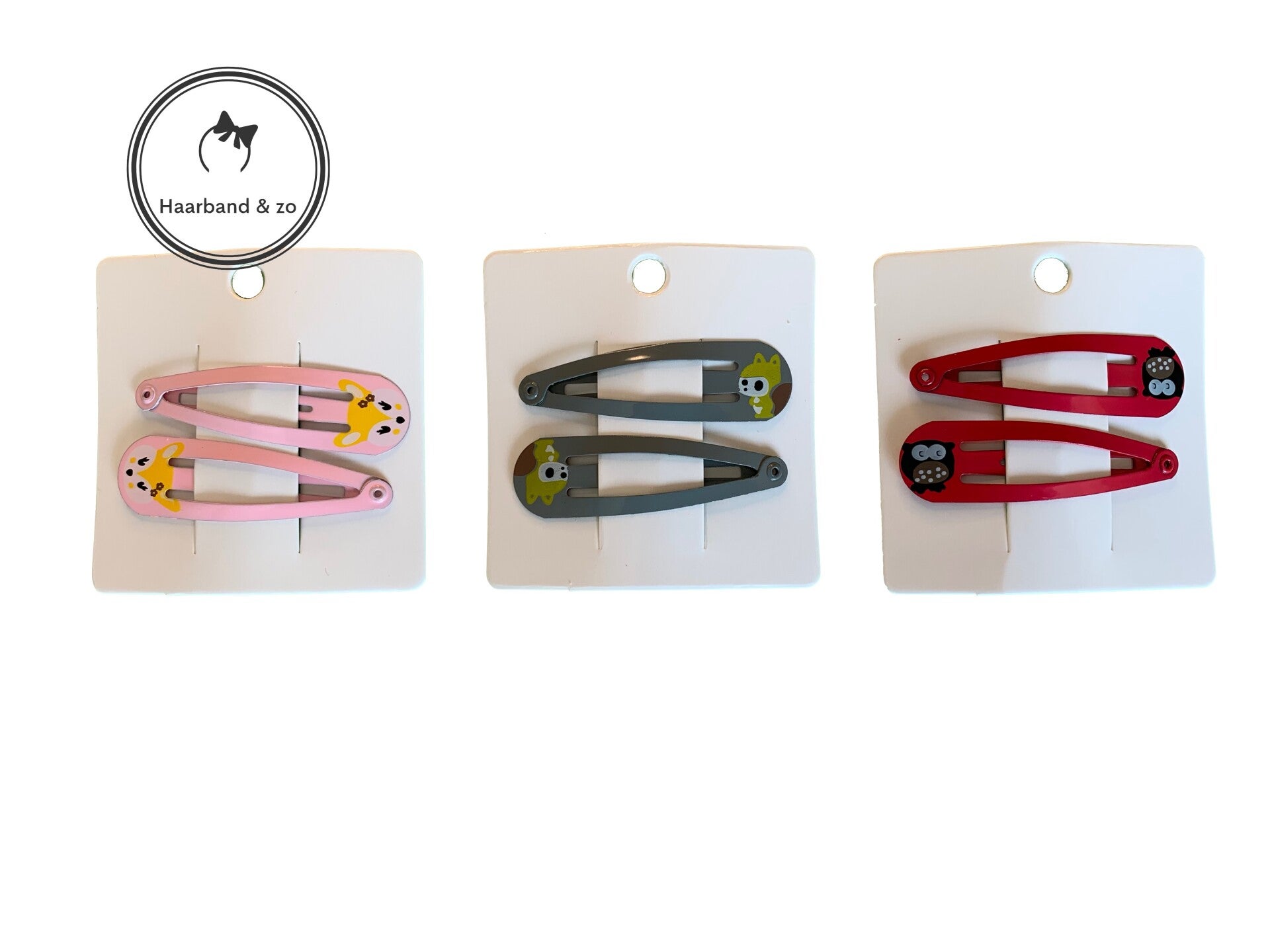 Setje van 2 haarspeldjes, 5 cm, met opdruk (art.nr 83-01, 83-02, 83-03)