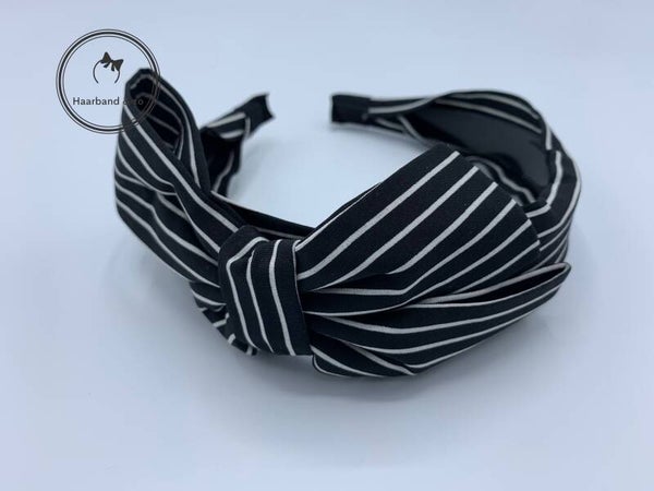 Booghaarband met strik, gestreept, zwart (70-02)