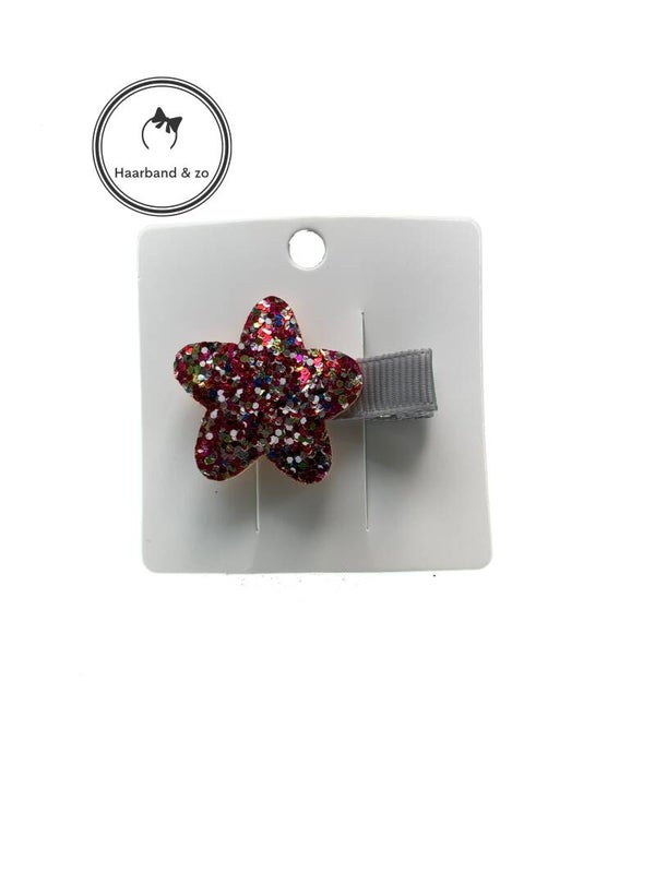 Mini haarspeldje met gekleurd glitter sterretje (art.nr. 85-02)
