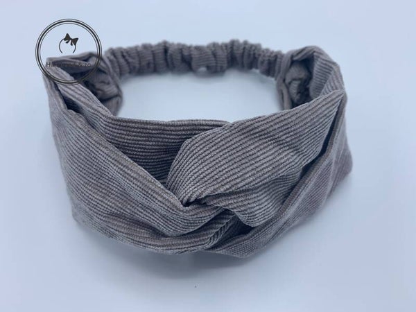 Elastische haarband van ribfluweel in de kleur grijs (art.nr 90-07)