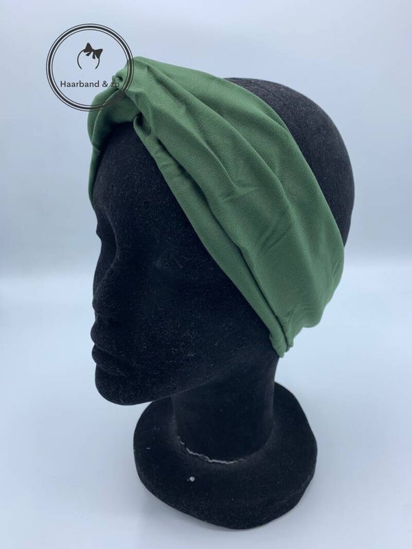 Haarband & zo, Elastische haarband met twist van viscose in donkergroen (art.nr. 94-07)