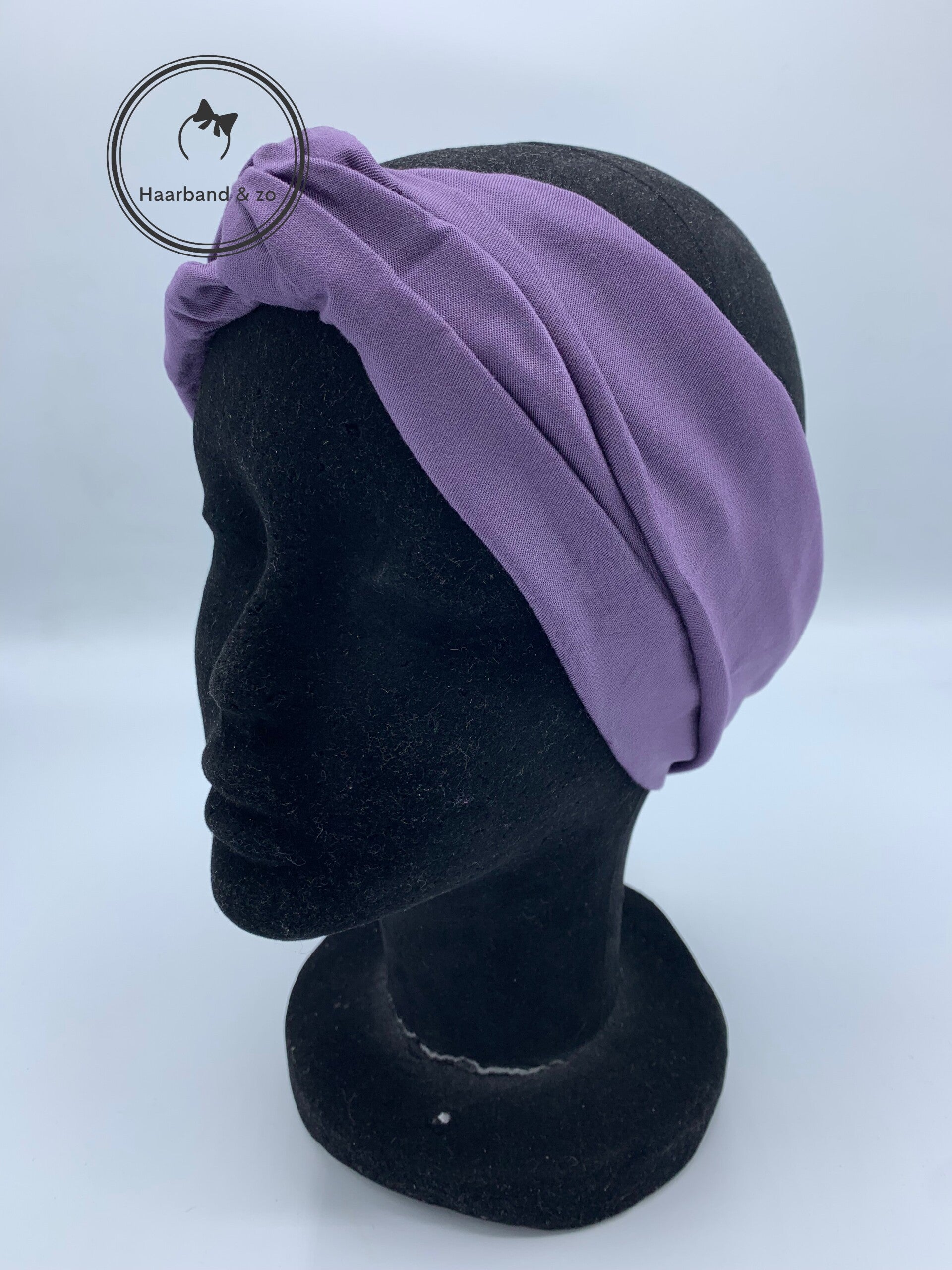 Haarband & zo, Elastische haarband met twist van viscose in lavendelpaars (art.nr. 94-08)