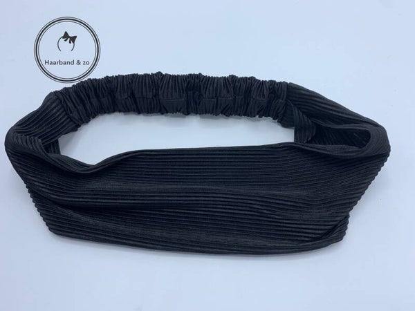 Haarband & zo, Elastische haarband van ribbelsatijn, zwart, zonder knoop of twist (art.nr, 94-04)