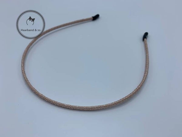 Dunne booghaarband (4mm) oud-roze met glitters (art.nr. 93-05)