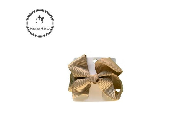 Haarstrik van lint op klemmetje, beige (art.nr. 95-06)
