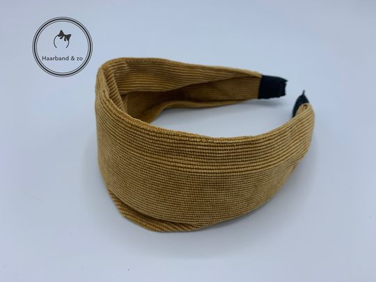 Extra brede booghaarband van fijn ribfluweel, khaki (art.nr. 259-01)