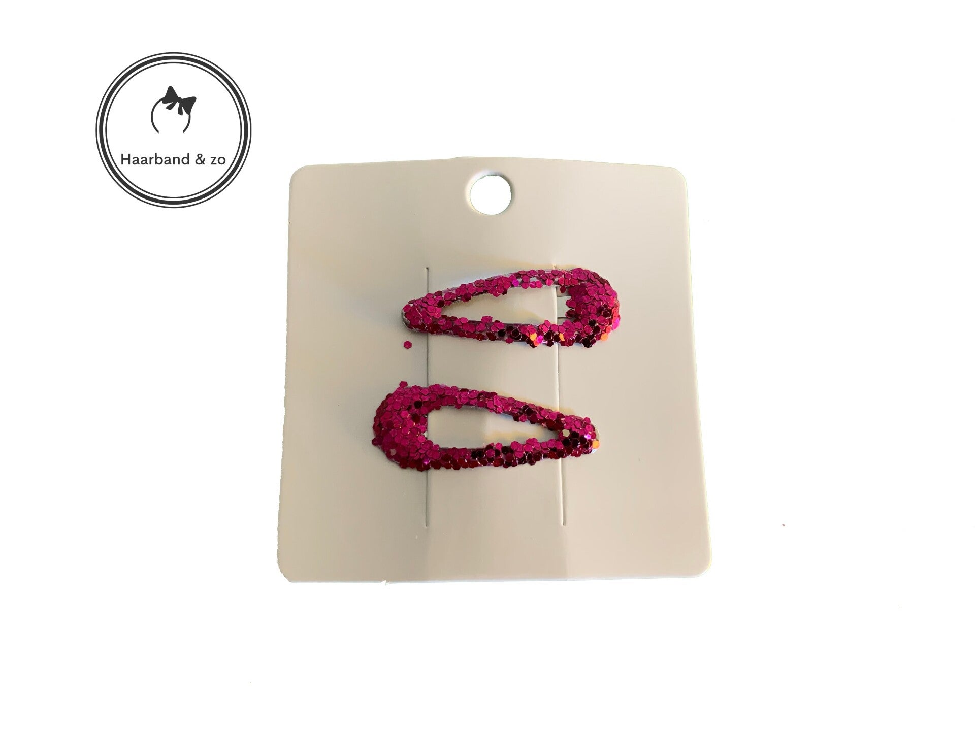 Setje van 2 baby haarspeldjes met glitters, fuchsia. (art.nr. 145-05)
