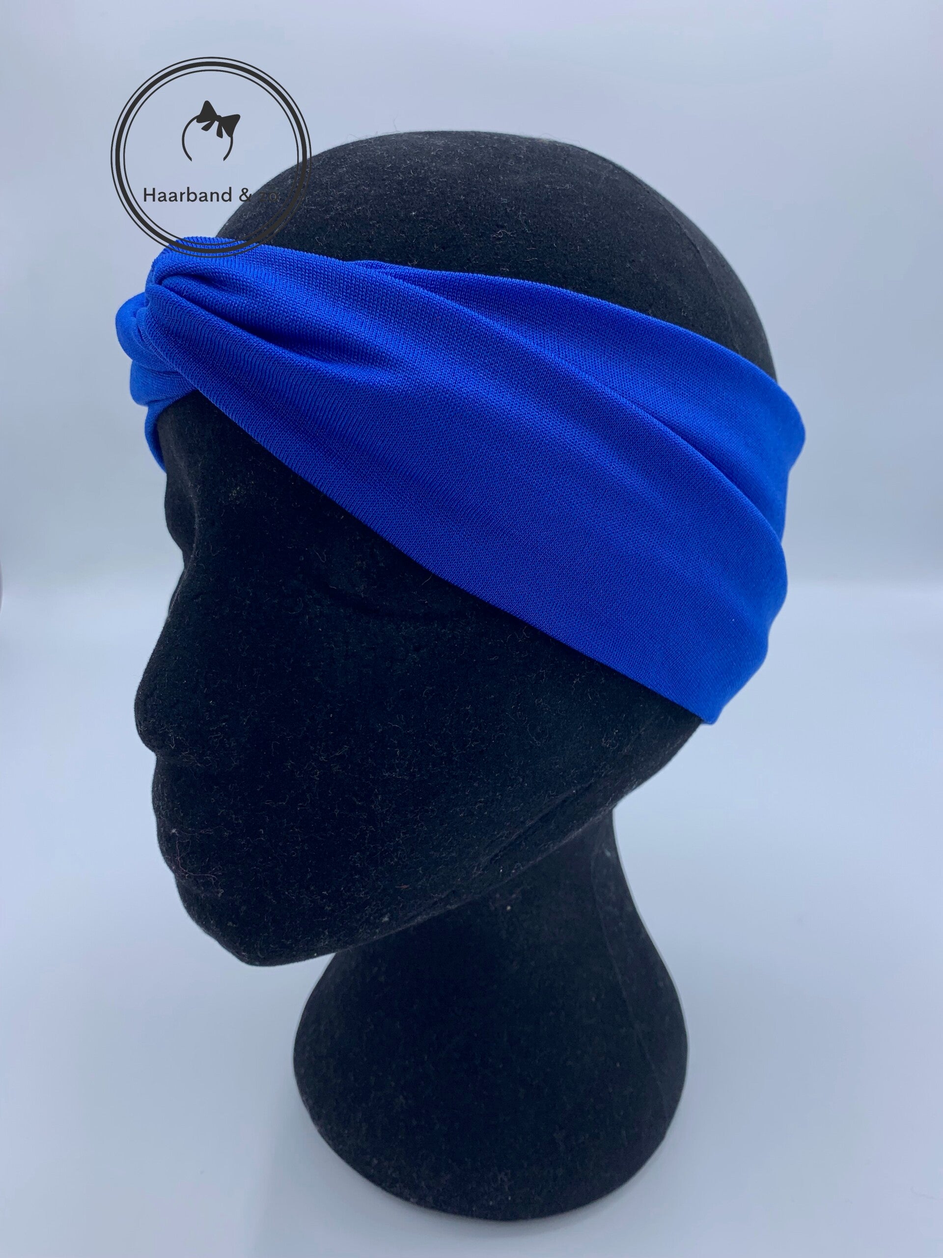 Elastische haarband met twist, kobaltblauw (art.nr. 226-10)