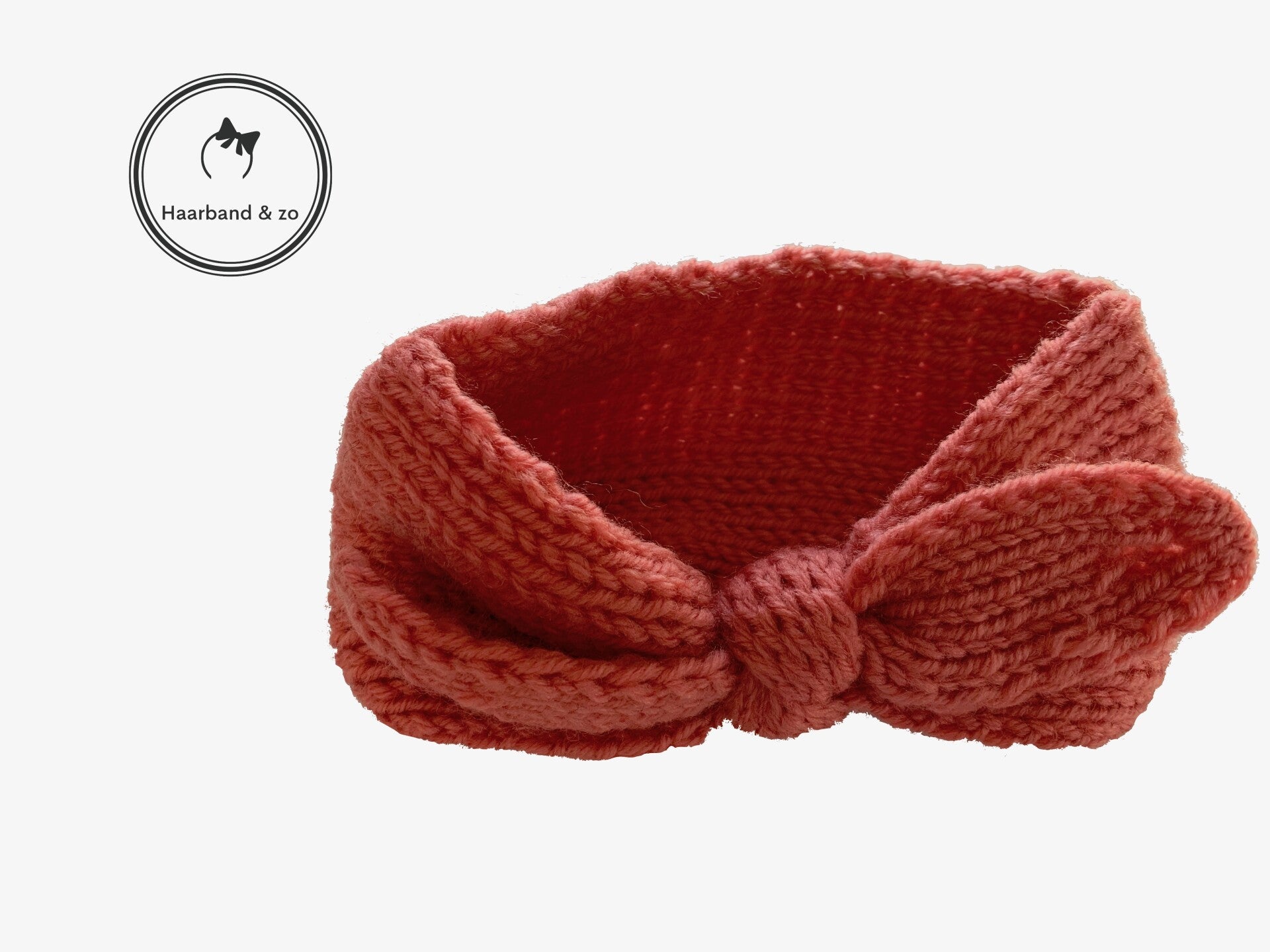 Gebreide babyhaarband met strik, roze (art.nr. 47-04)