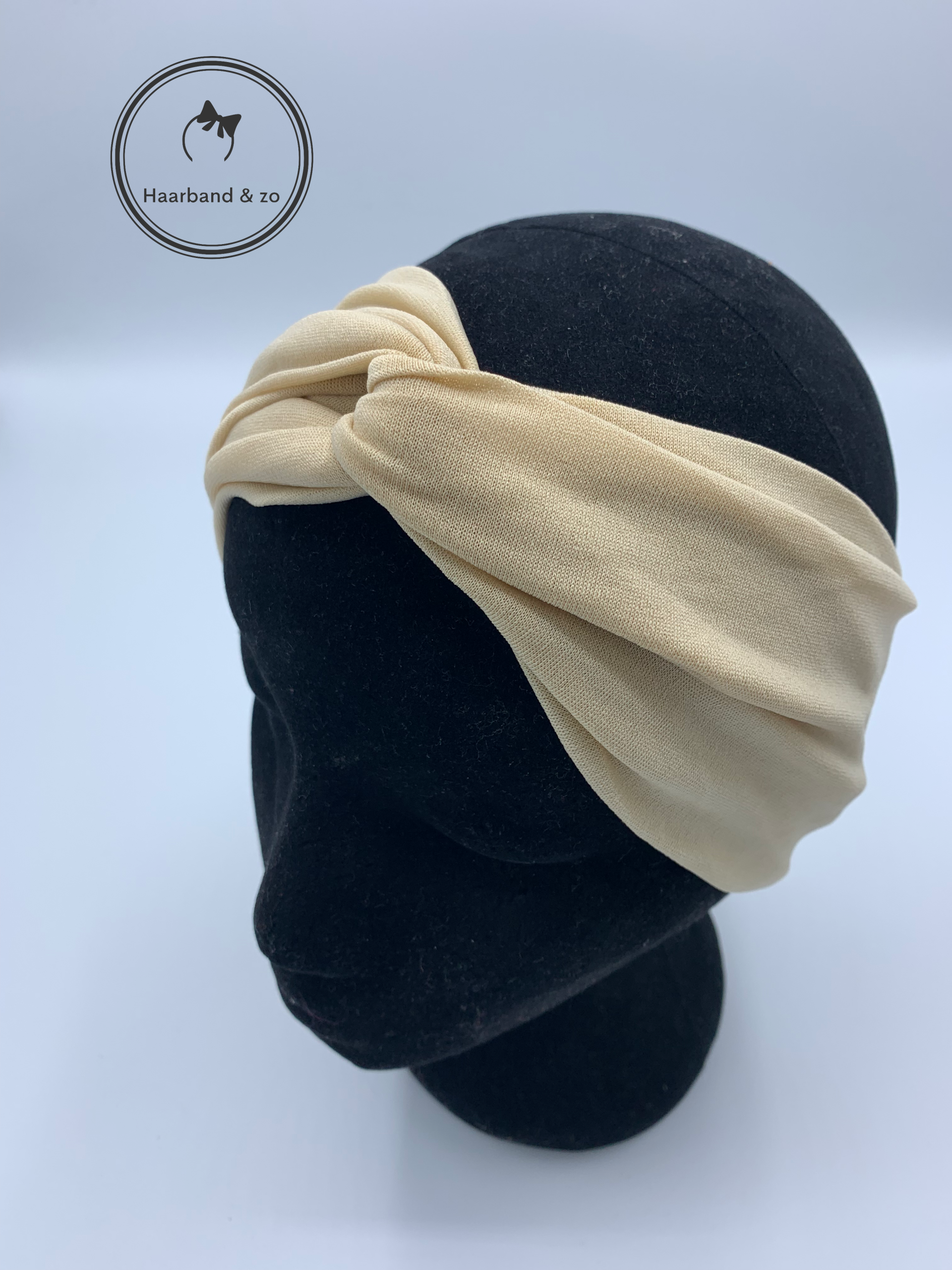 Elastische haarband met twist, effen kleur, beige (art.nr. 182-12)