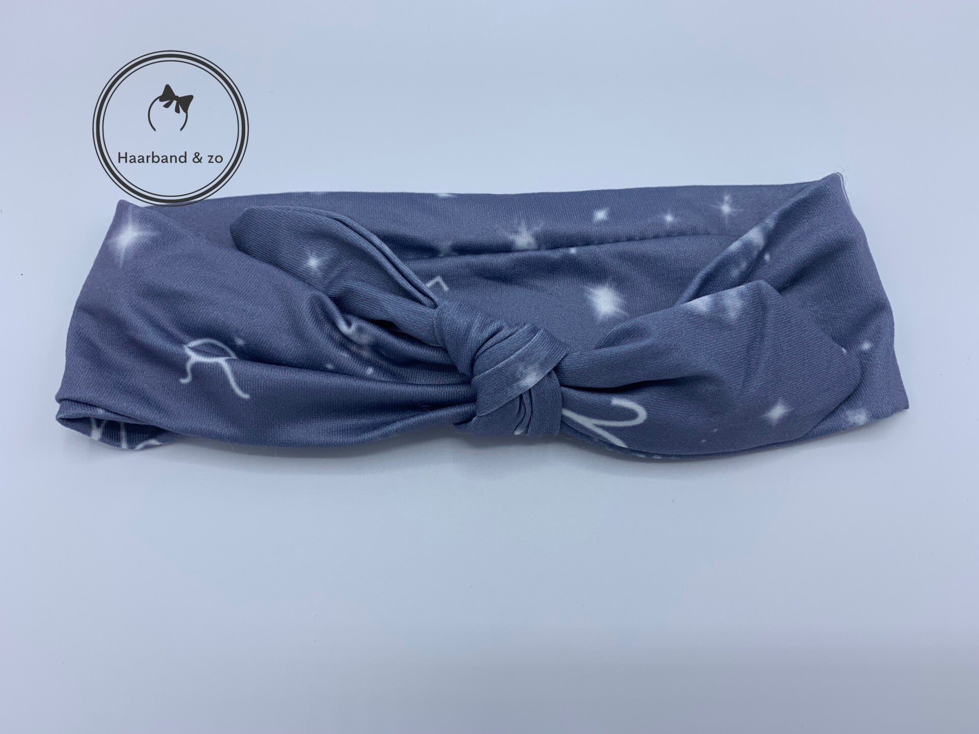 Elastische haarband voor baby's, glanzend, grijs-blauw (art. 98-03)