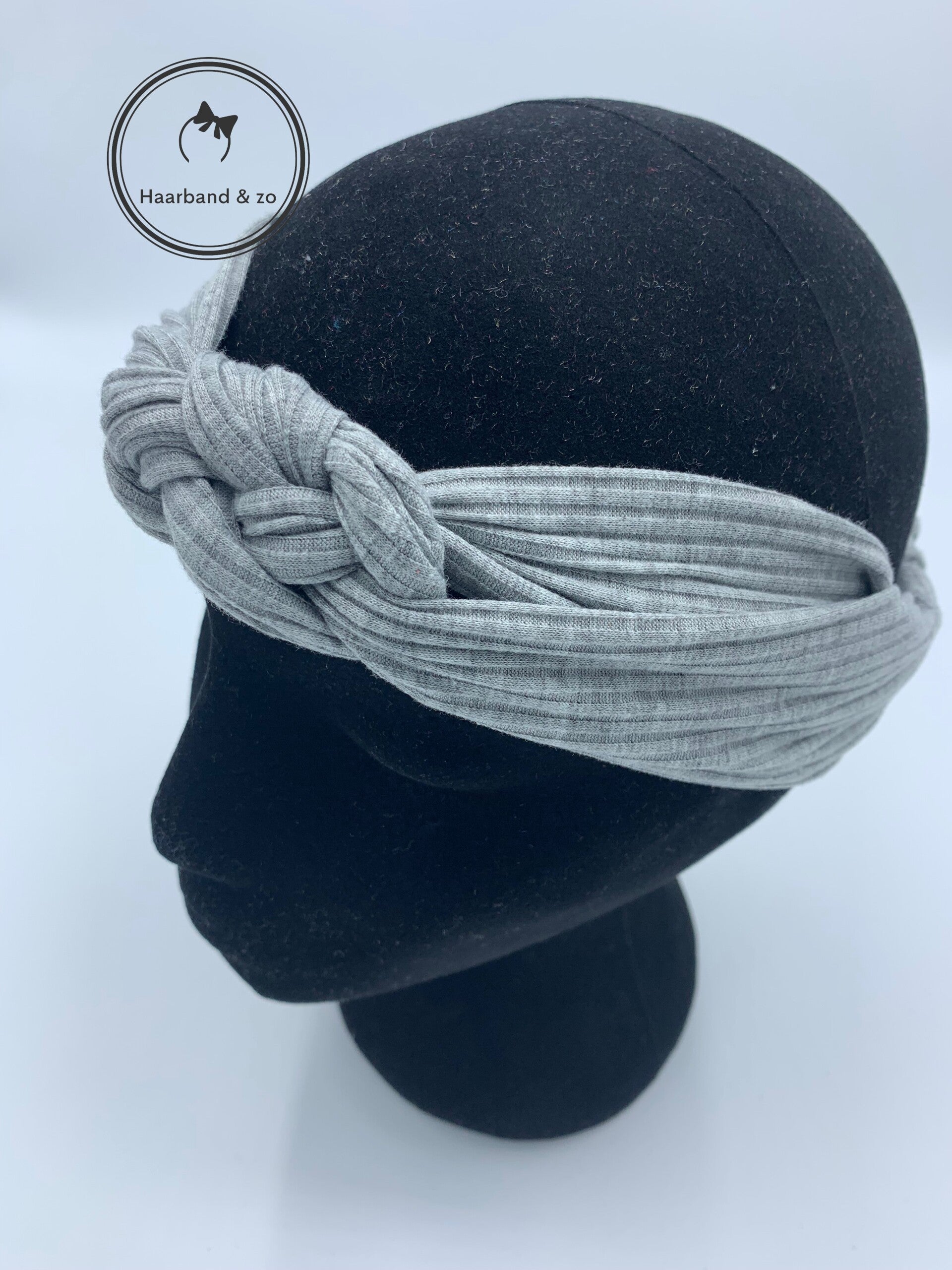 Fijne elastische haarband met vlechteffect, grijs (art.nr. 123-15)