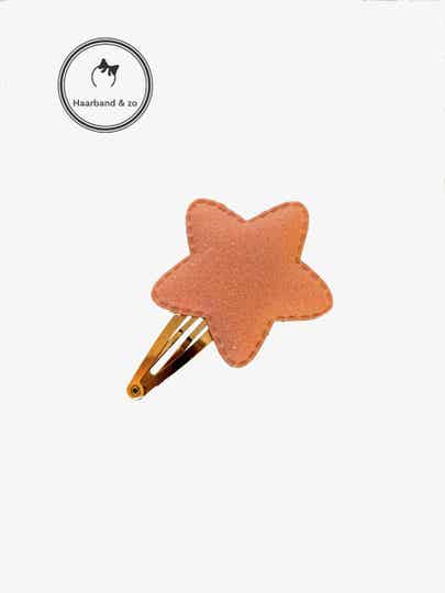 Roze haarspeldje met glitter ster (art.nr. 03-01)