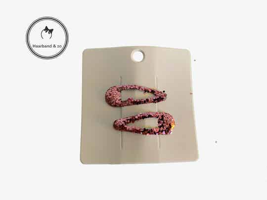 Setje van 2 baby haarspeldjes met glitters, roze. (art.nr. 145-06)