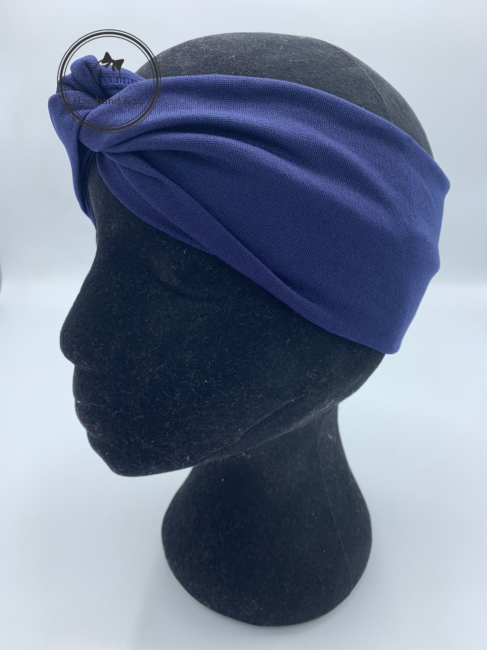 Elastische haarband met twist, donkerblauw (art.nr. 226-06)