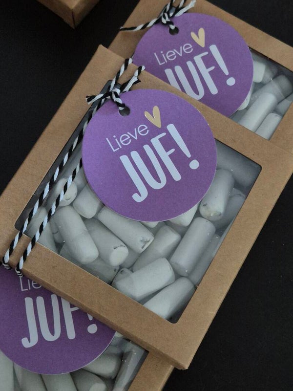 Vensterdoosje schoolkrijtjes voor de Juf / Meester