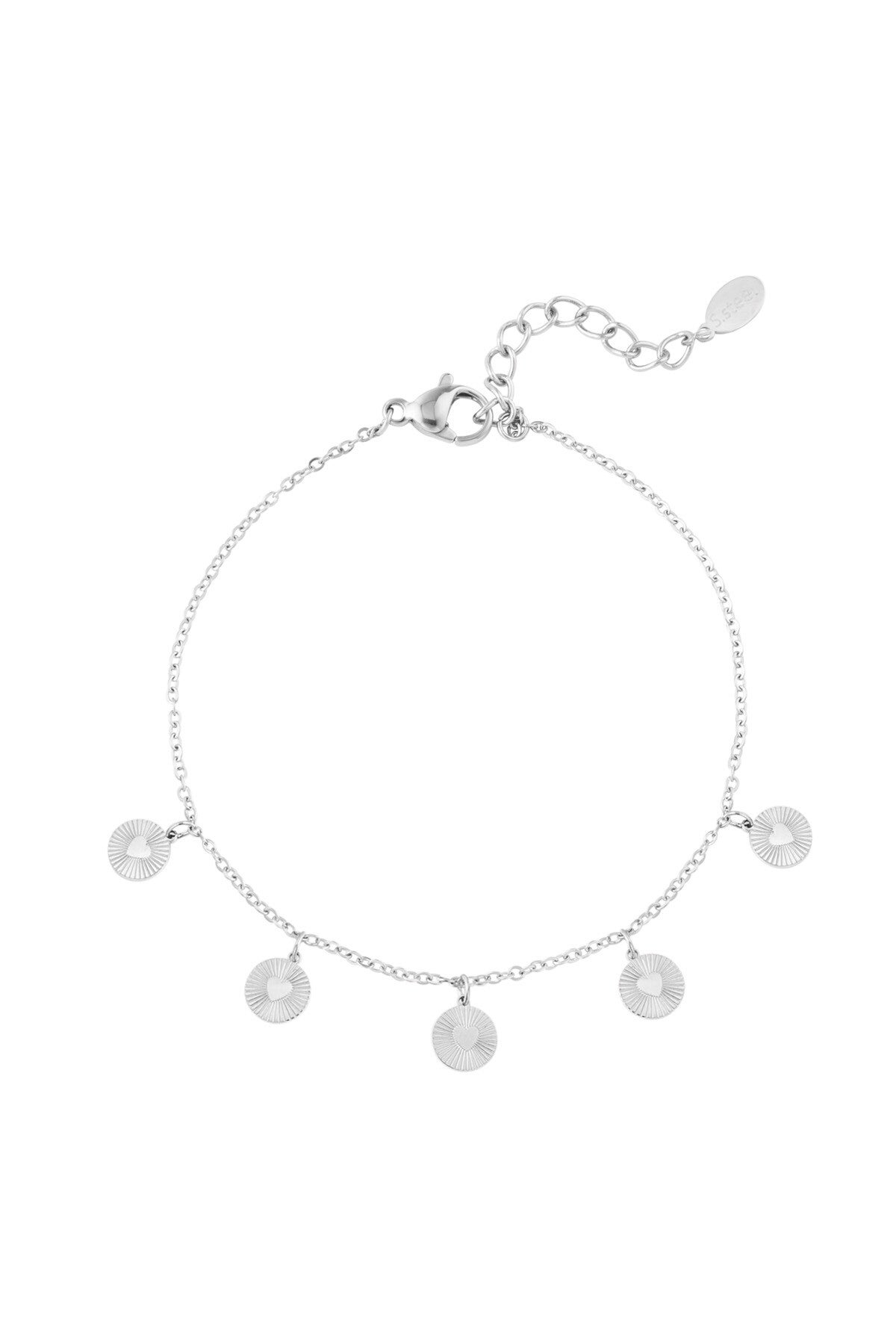 Armband Stainless Steel coins hart zilver