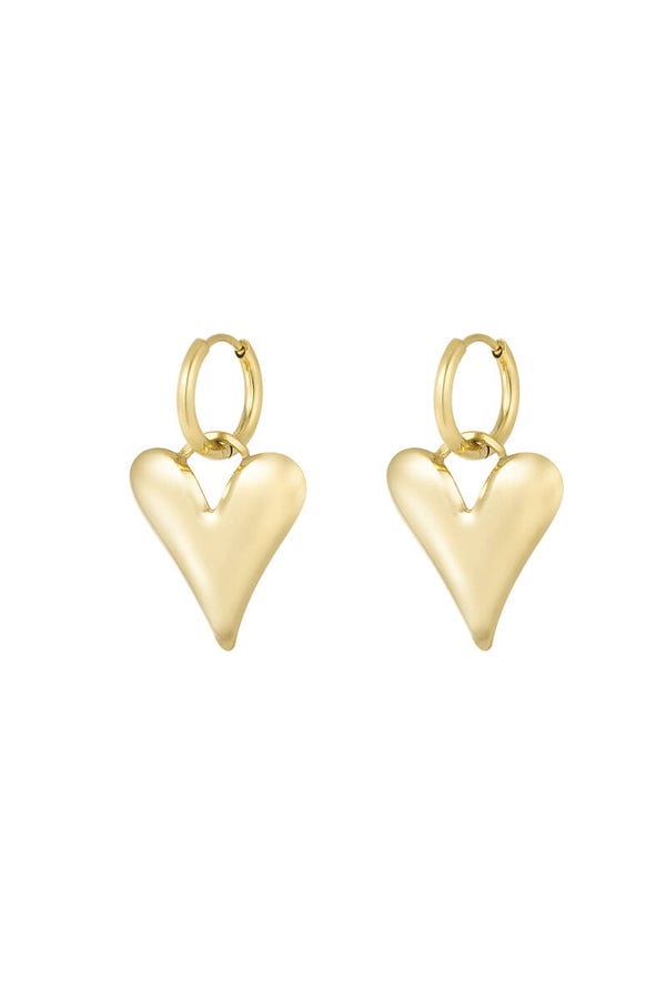 Oorbellen Stainless Steel big hearted goud