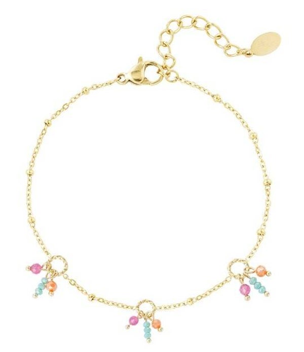 Enkelbandje Stainless Steel fiesta blauw goud