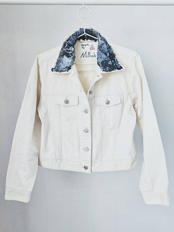 Upcycle ecru jeans jacket