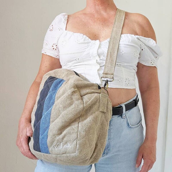 Linen Duffle Bag - Handmade from Reclaimed Fabric