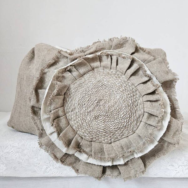 Linen Bag with Sunflower Design - Handmade from Reclaimed Fabric