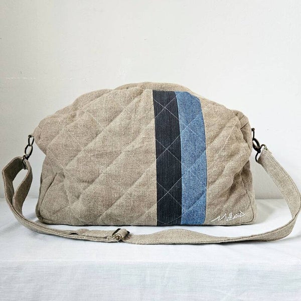 Linen Duffle Bag - Handmade from Reclaimed Fabric