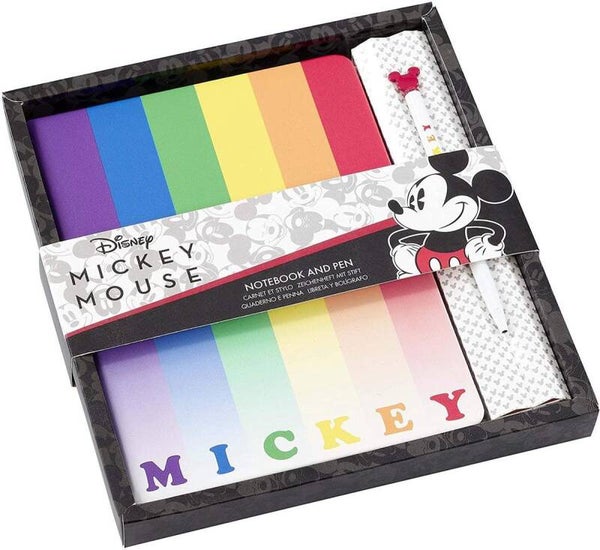 Notebook en pen set Mickey Rainbow A5