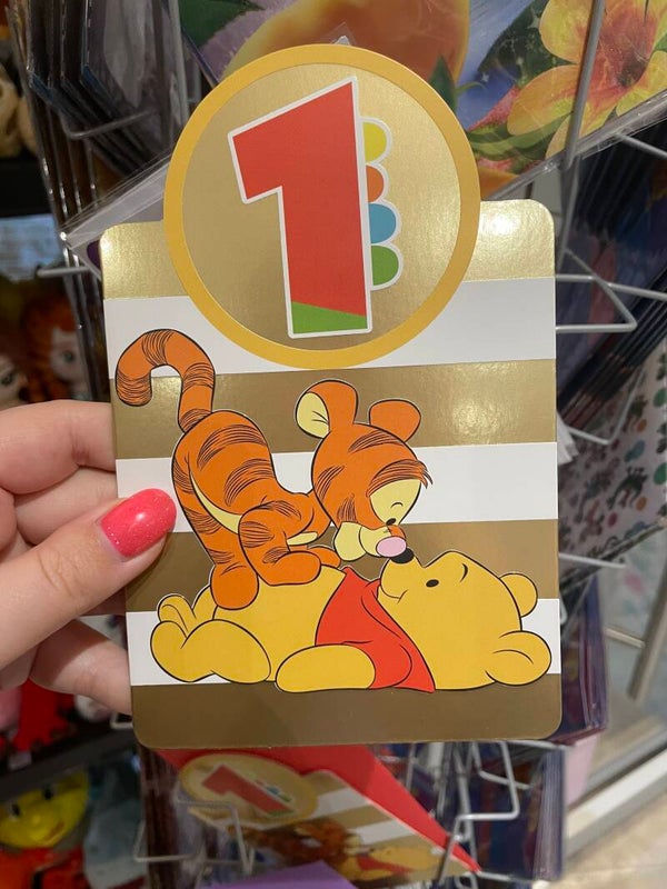 Wenskaart + enveloppe pooh teigetje 1 jaar
