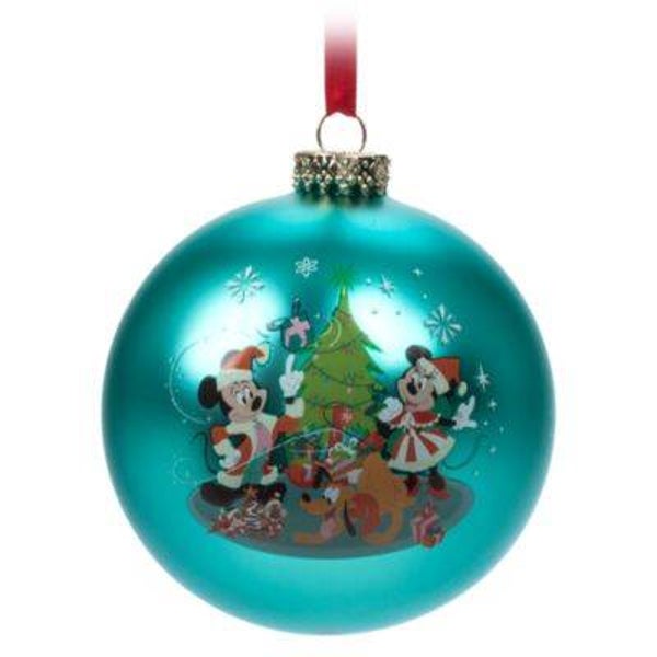 Kerstornament Mickey en Minnie bol