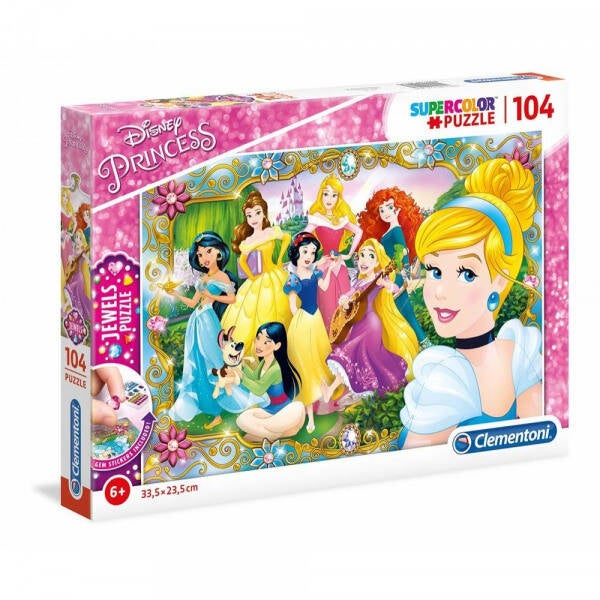 Puzzel prinsessen met gem stickers 104 stukken
