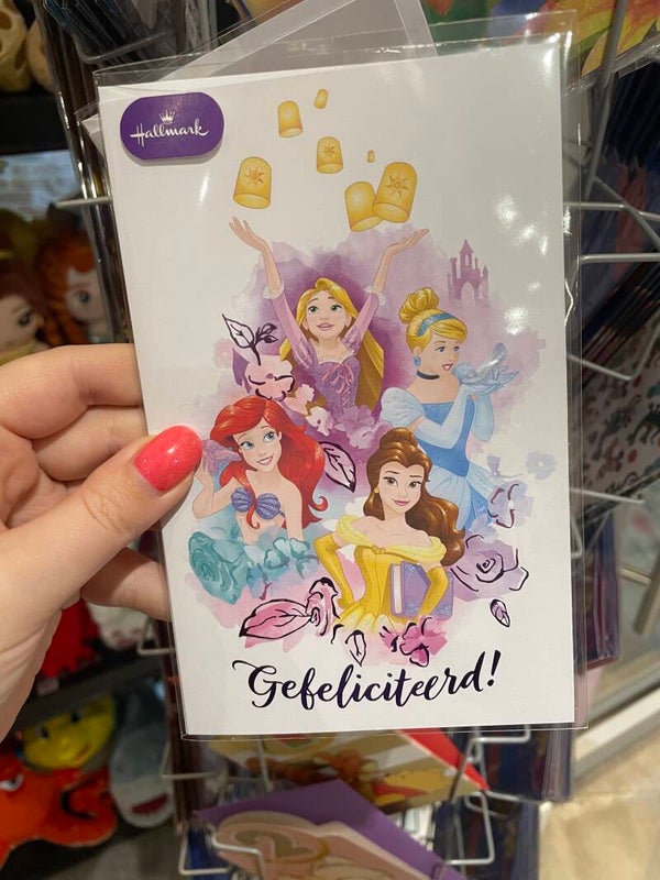 Wenskaart + enveloppe prinsessen gefeliciteerd verjaardag