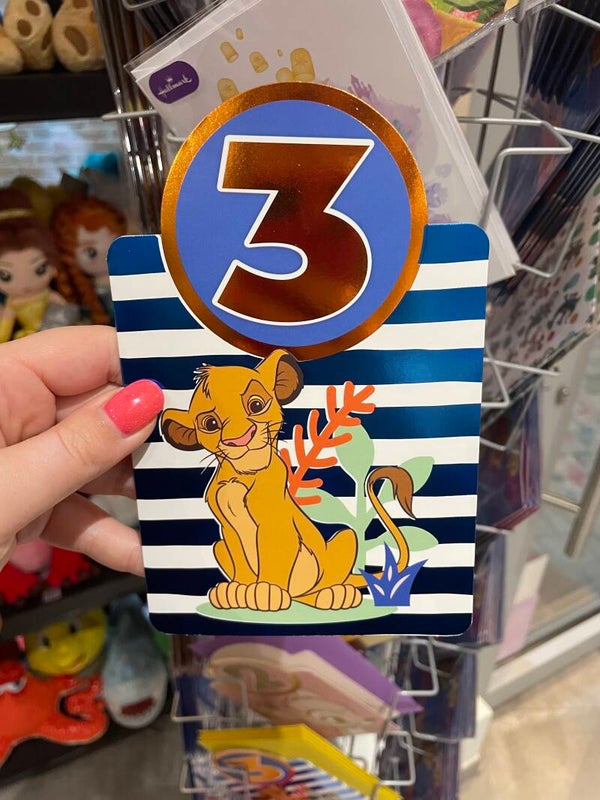 Wenskaart + enveloppe Simba 3 jaar