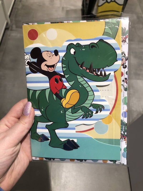 Wenskaart + enveloppe Mickey en dino