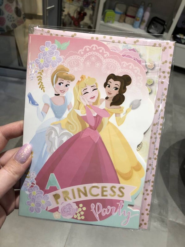 Wenskaart + enveloppe glitter prinsessen