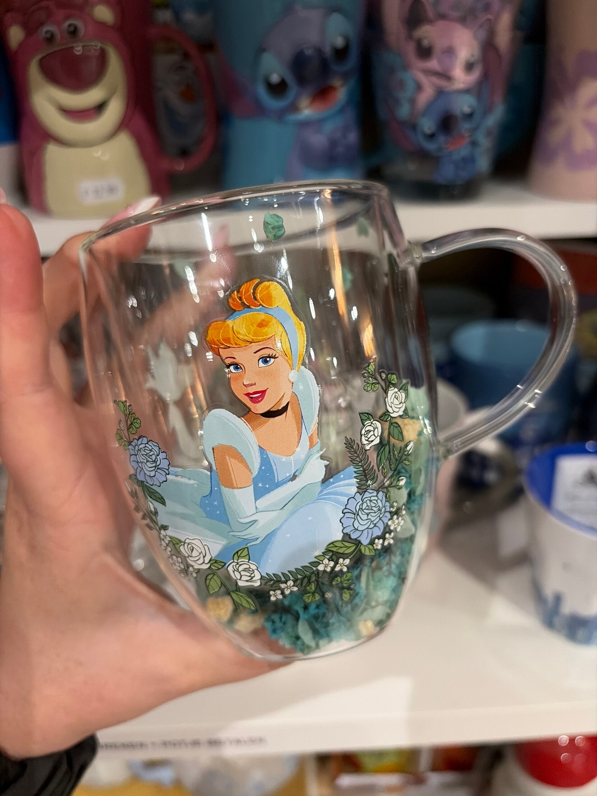 Glazen mok floral Assepoester Cinderella
