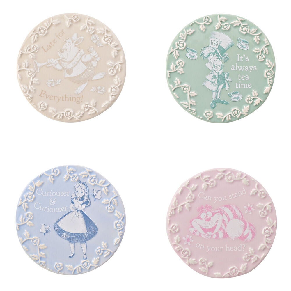 Coaster/onderzetter set van 4 keramiek Alice in Wonderland
