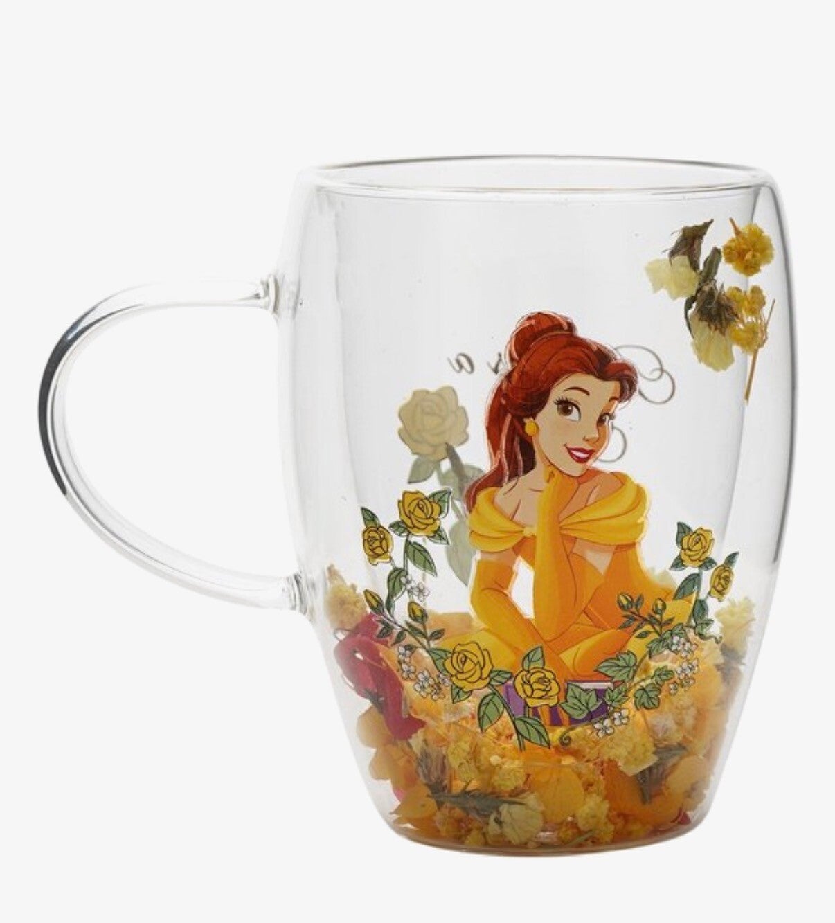 Glazen mok floral Belle Beauty and the beast