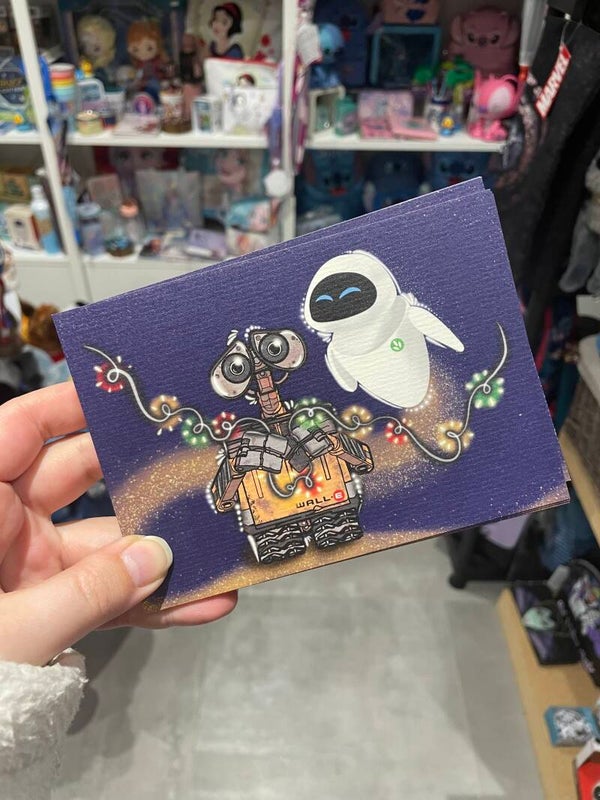 Kerstkaart Wall-E Eve