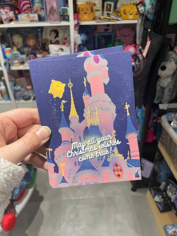 Kerstkaart Kasteel Disneyland Parijs en Star Wish