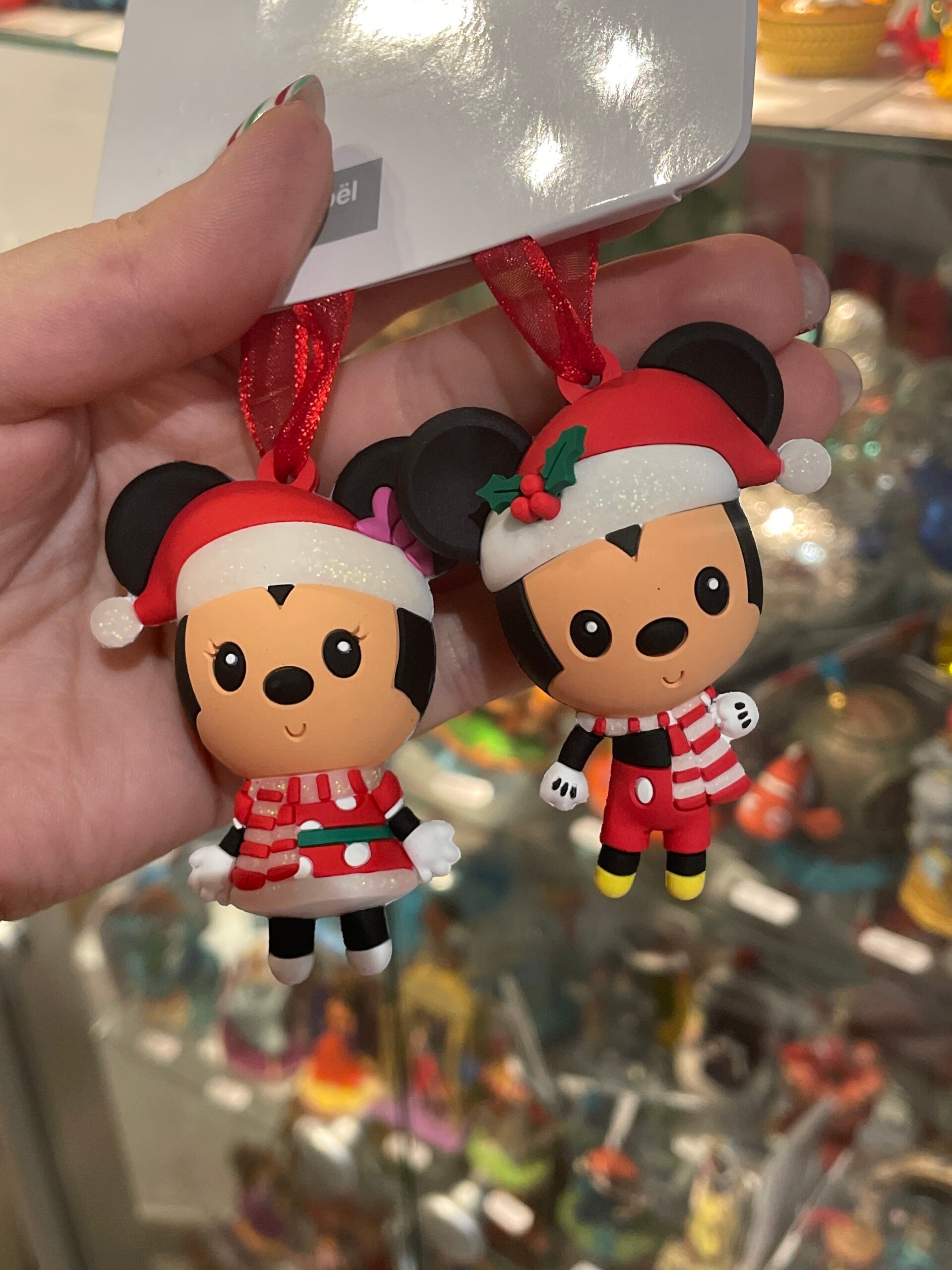 Kerstornament duo set silicone Mickey Mouse en Minnie Mouse