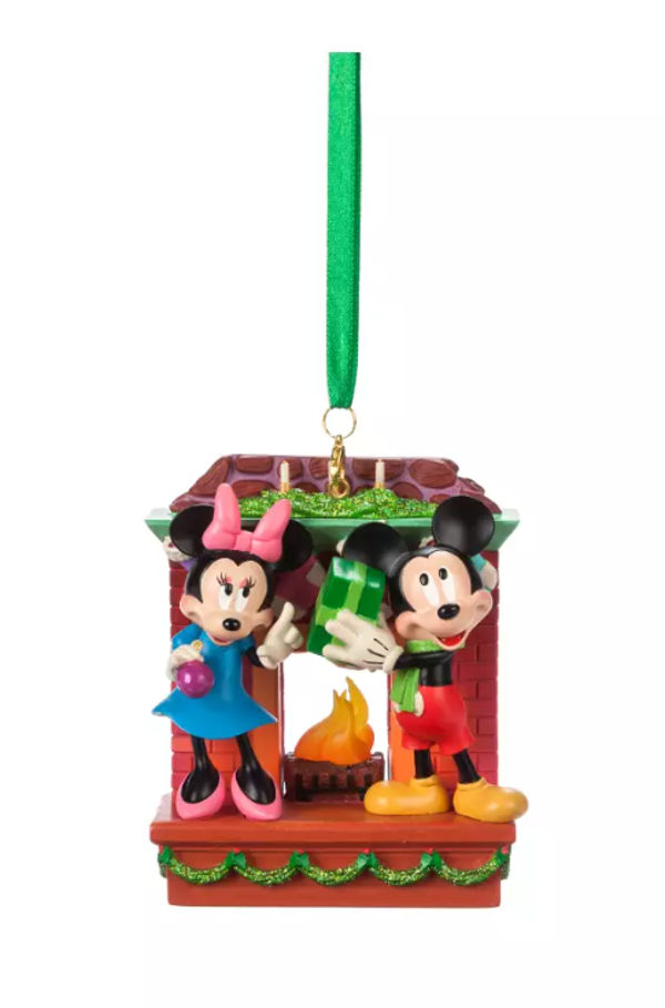 Kerstornament Mickey en Minnie open haard