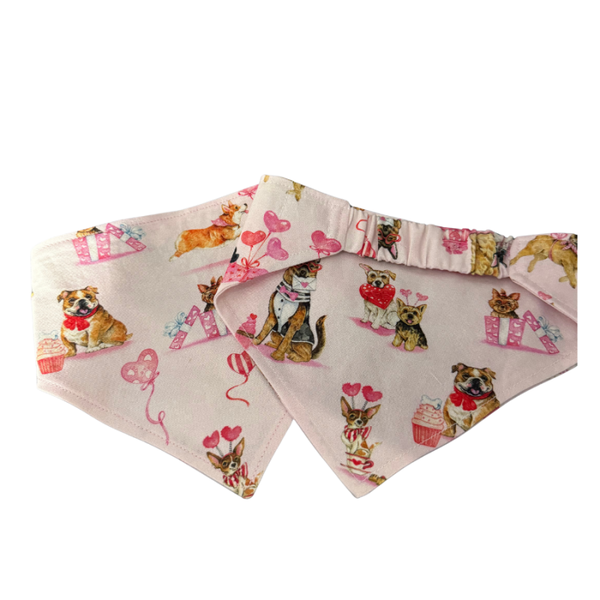 Scrunchie dog bandana Valentines White Large