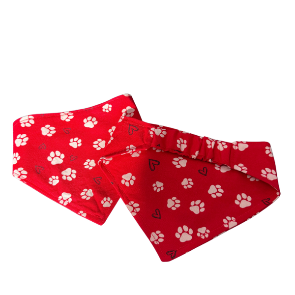 Scrunchie dog bandana Valentines Red Extra Small