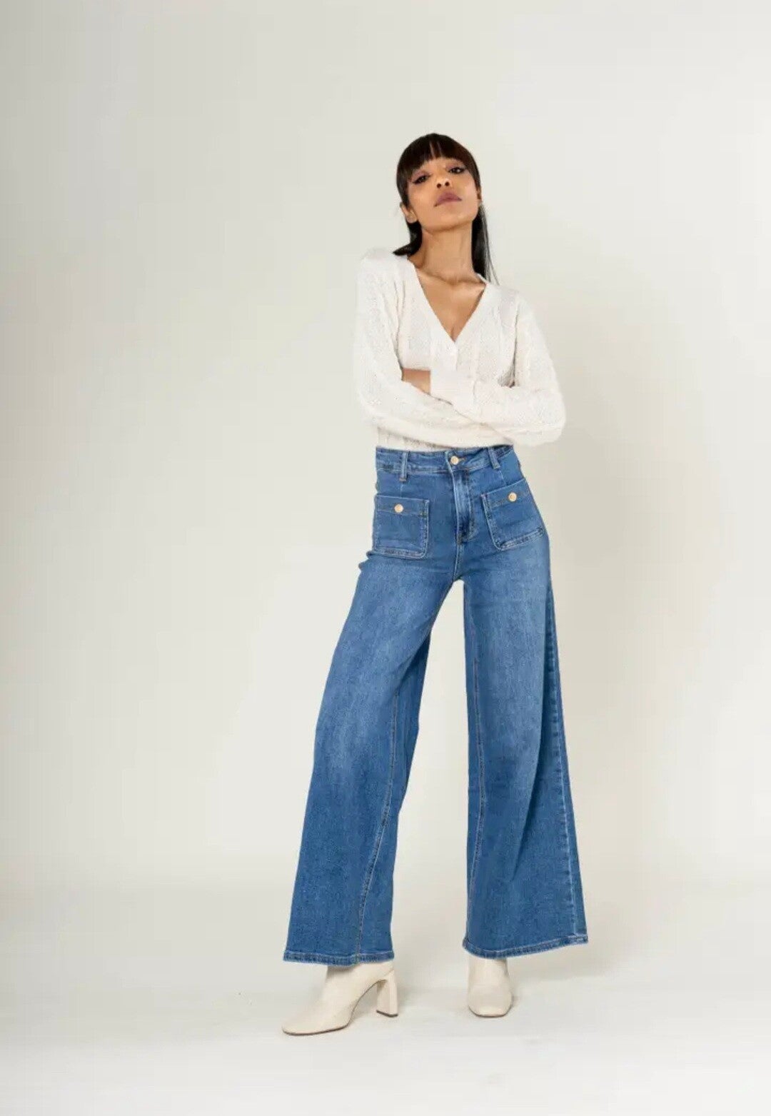 Jean wide legs taille haute