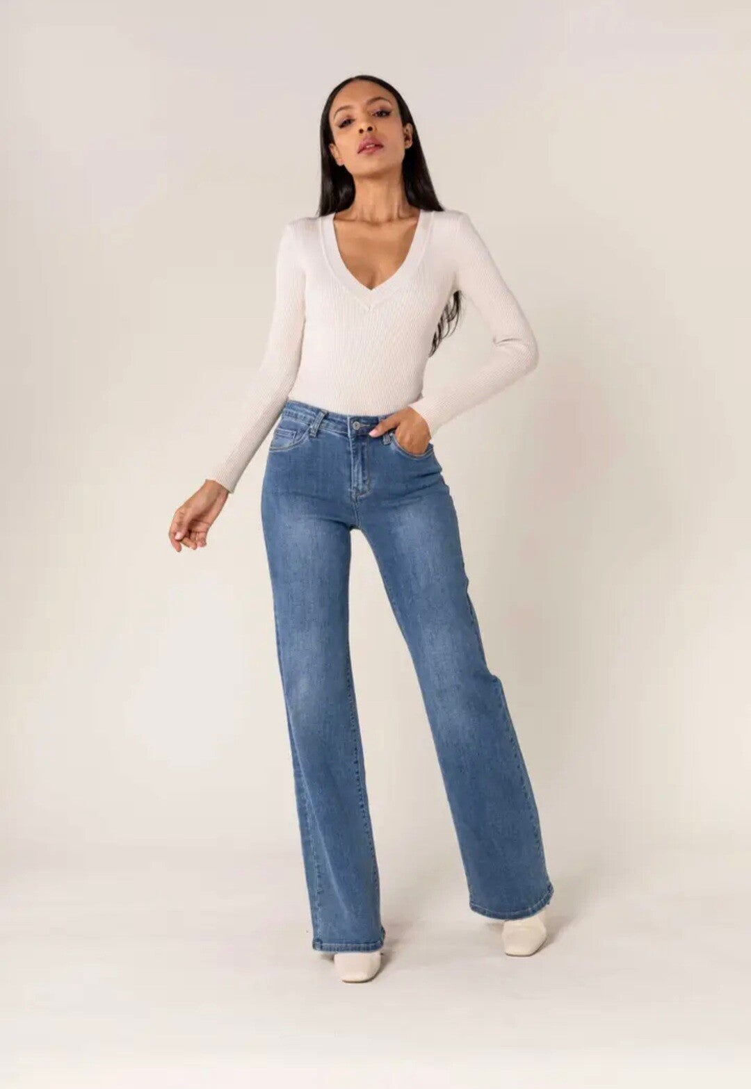 Jean flare taille haute