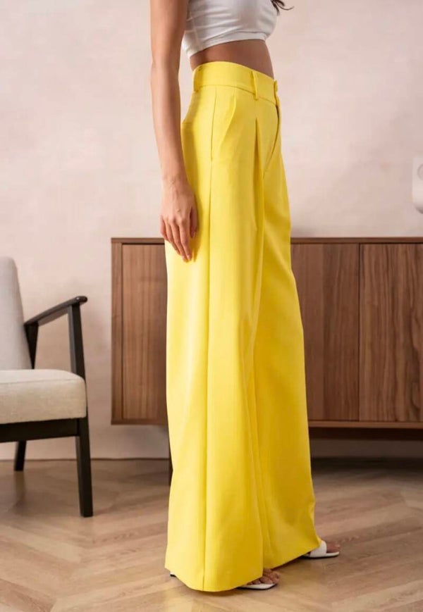 Pantalon taille haute coupe large
