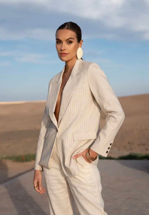 Veste oversize à fines rayures