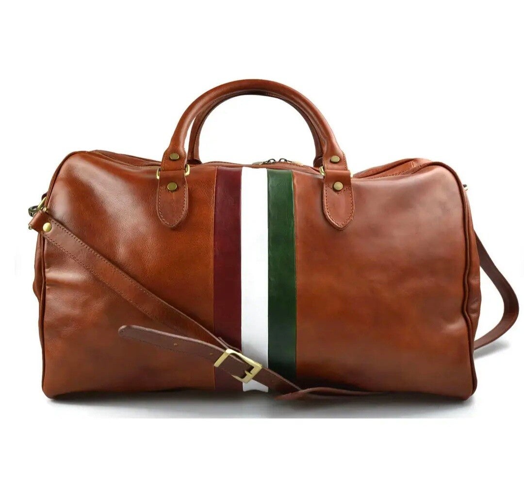 Sac de voyage en cuir avec drapeau italien