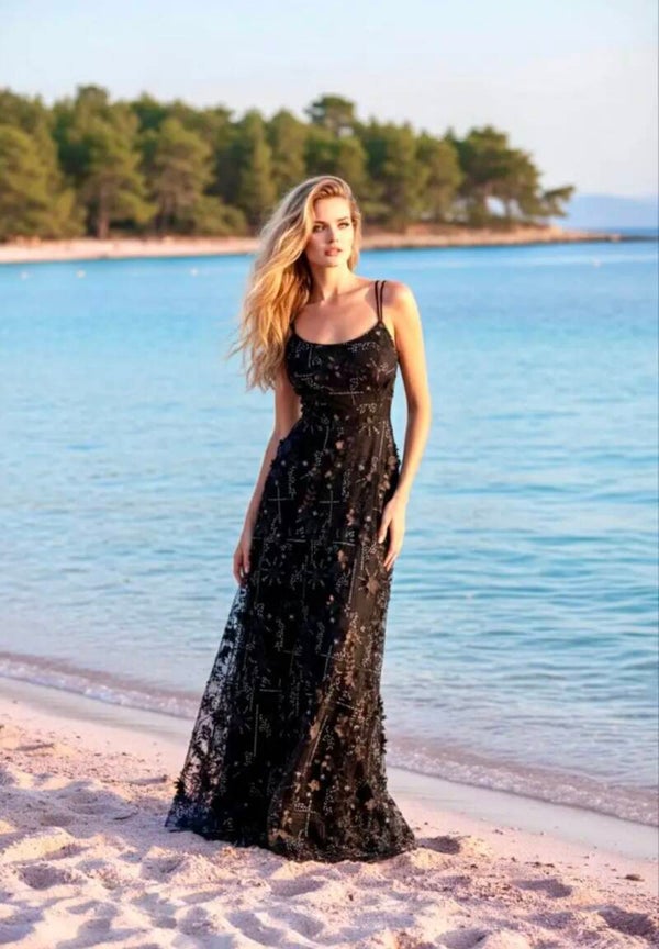 Robe longue fluide à bretelles